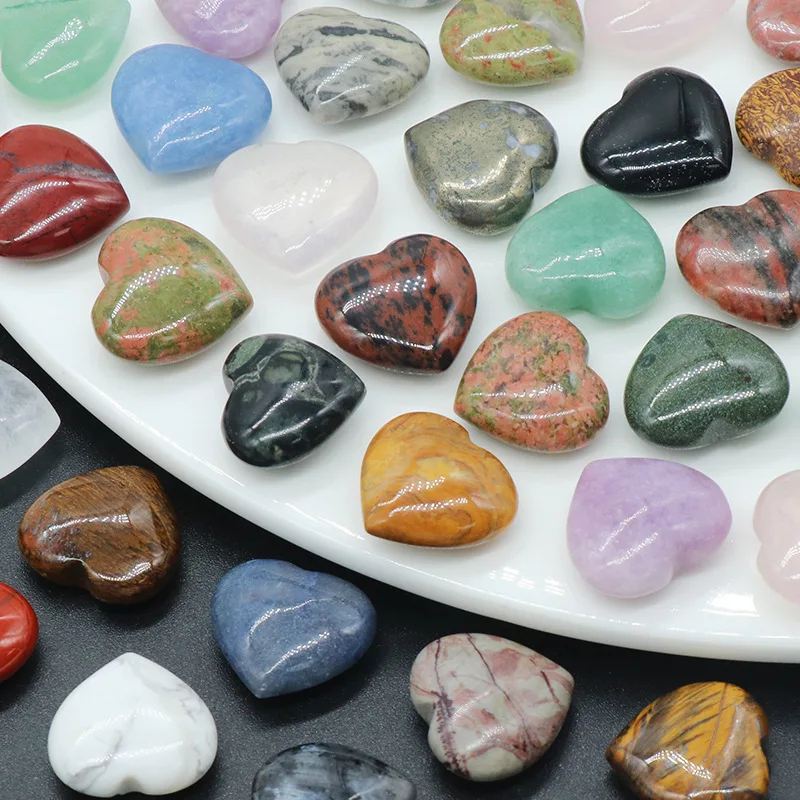 

10PCS Heart Crystals Healing Love Mini Gemstones Chakra Stones Polished Pocket Decor Meditation Balancing Collects Rocks