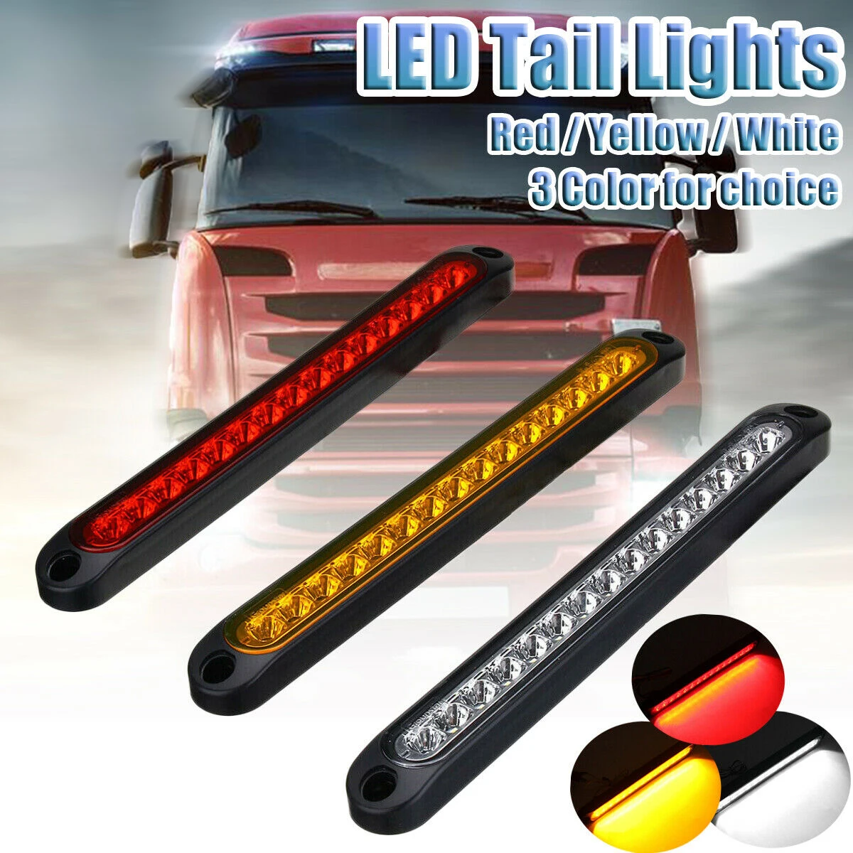 

15LED Trailer Truck Caravan LED Rear Tail Light UTE Stop Brake Tail Reverse Light Ultra-Slim 12V 24V Yellow White Red