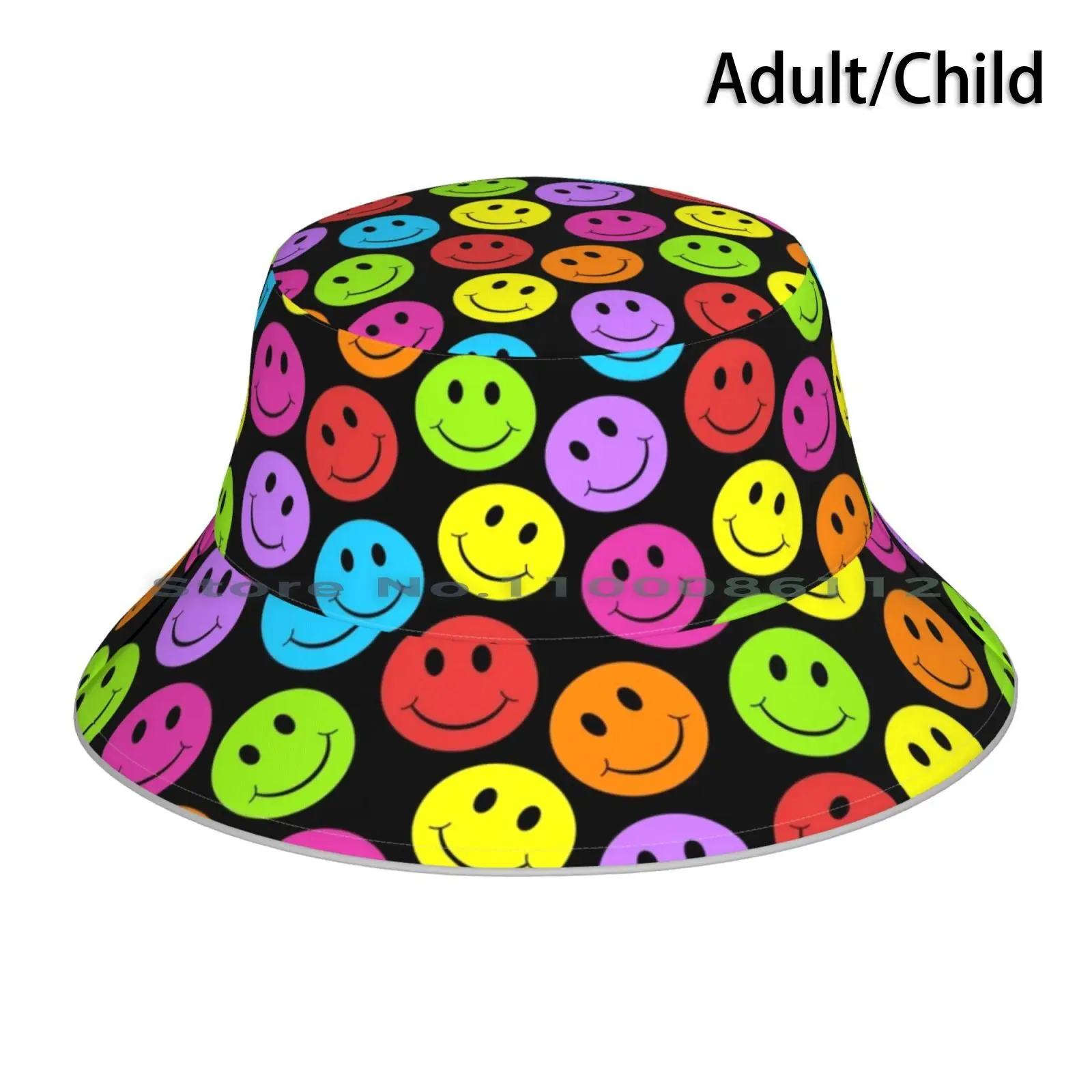 

Happy Colorful Faces Bucket Hat Sun Cap Smile Happy Design Black And Colors Smiling Happiness Joyful Happy Faces Colorful Polka