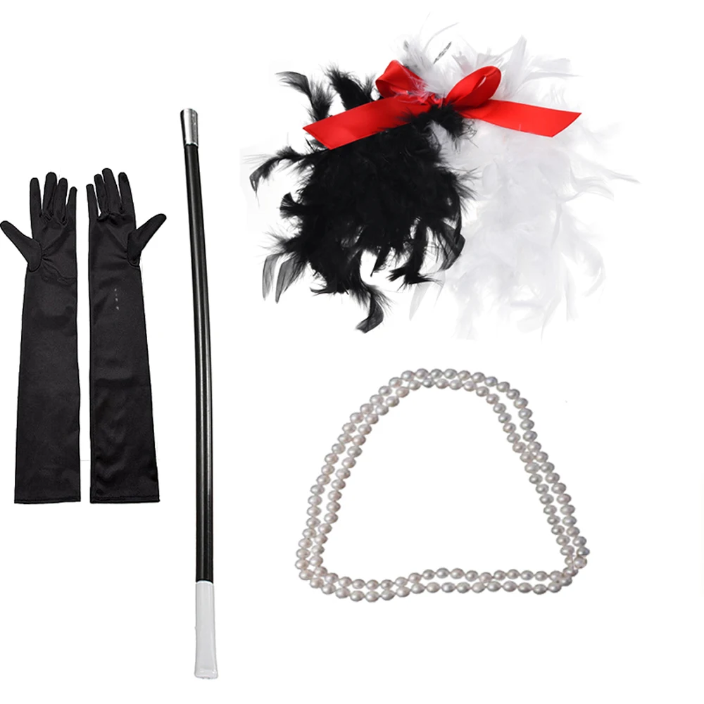 Костюм для косплея злой краеллы девочек черно-белая ведьма платья на Хэллоуин