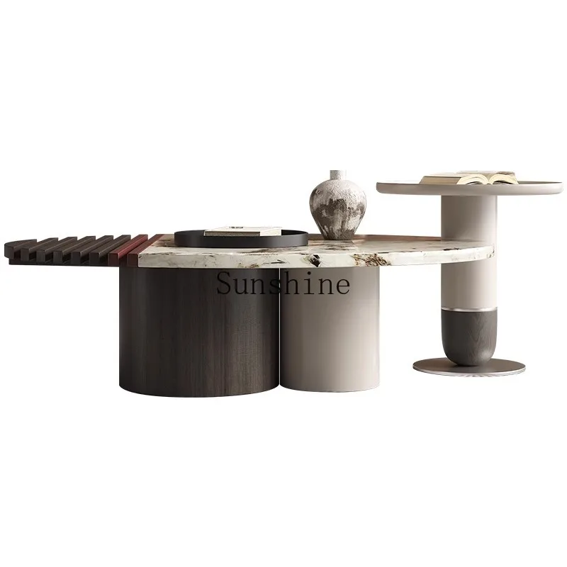 Комбинация журнального столика из массива дерева искусственного мрамора