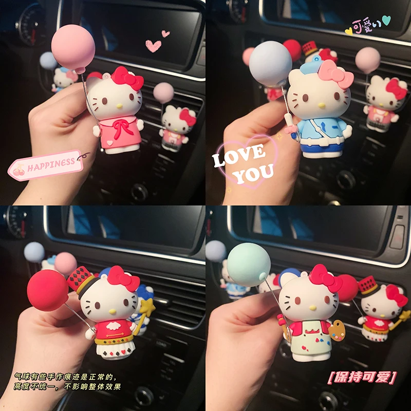 

Автомобильное Украшение Hello Kitty Kawaii, автомобильное кондиционирование воздуха, Воздушная розетка, милый женский аромат для автомобиля, зажим...