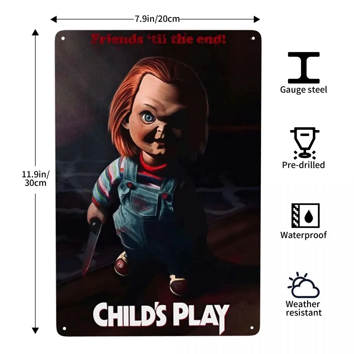 Ретро Чаки ужас фильм металлический знак индивидуальная детская игрушка-убийца