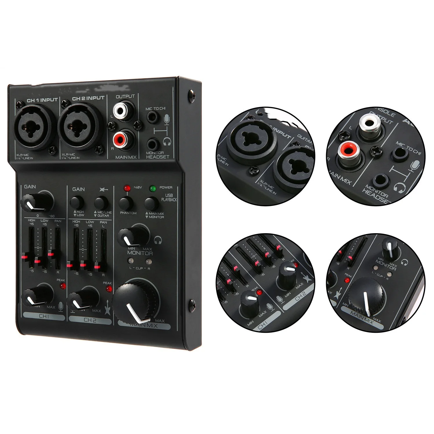 

2022 2-Channel Mixing Console Digital Audio Mixer Sound Card