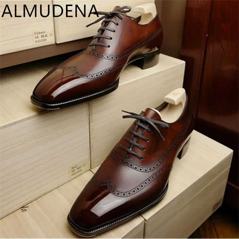 Suits Dress Shoes For Men Party Office Career Wedding Four Seasons Adults Solid Male Shoes Lace Up Square Toe Low Heels Shoes