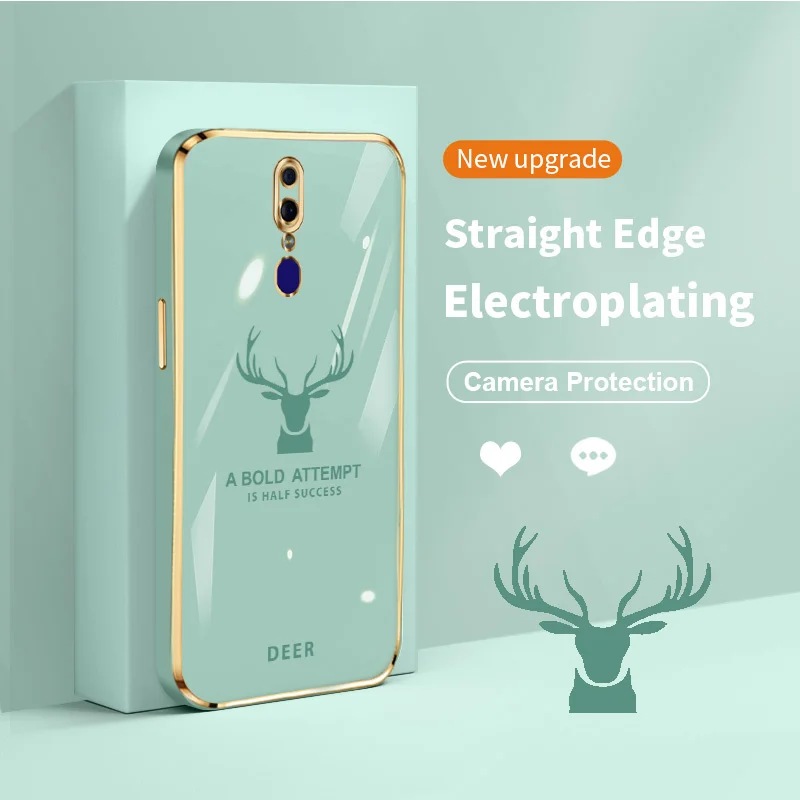 

Deer Electroplating Case for OPPO F11 A9 2019 A9x A79 A75 A73 F5 Youth F7 F9 Pro A7X R17 Find X3 for Realme 2 U1 Cover
