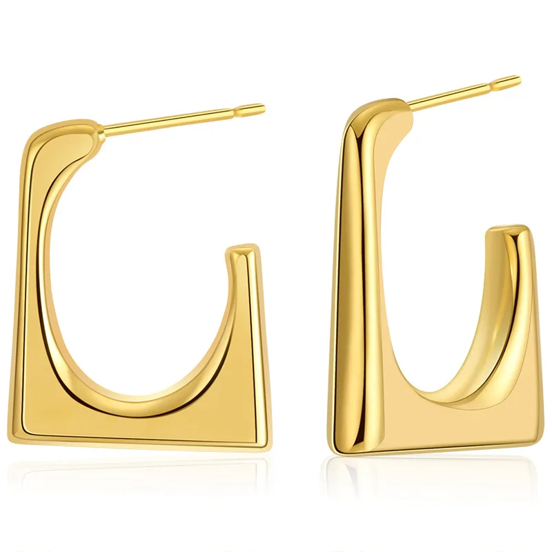 

European and American Gold Smooth U-shaped Earrings 2023 New Simple Copper Earrings Wholesale of High-end Female Accessories