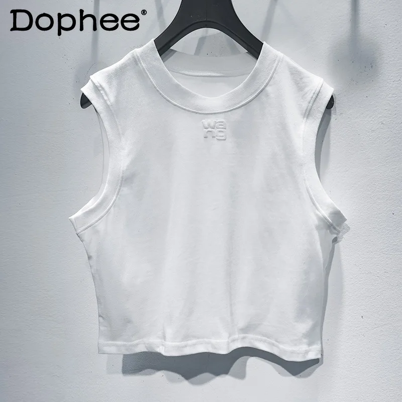 

2022 Summer New Sleeveless Outdoor Sports Vest Women's Cotton Letter Print Fashion All-Match Slim Bottoming Camisole Tshirt Lady