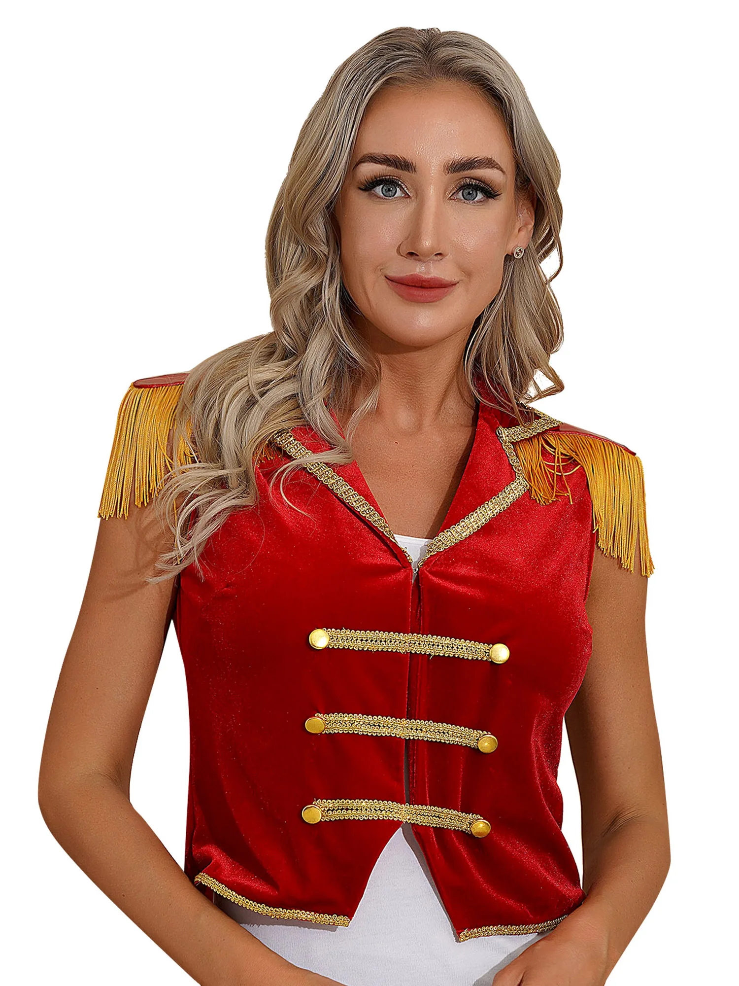 Женский костюм циркового кольца комплект топов без рукавов с лацканами и