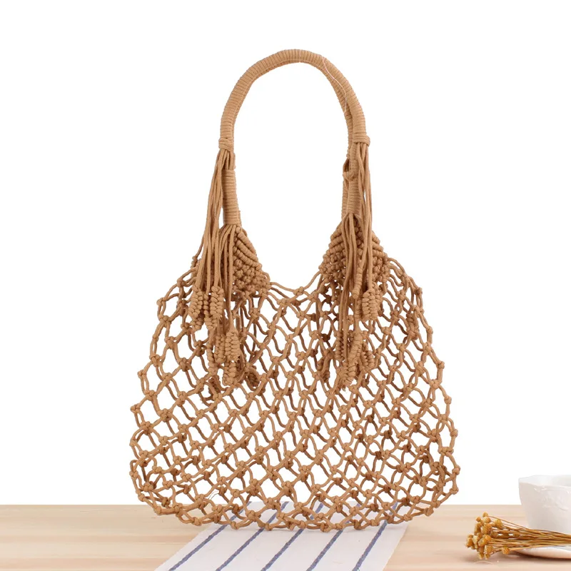 

New Hollow Out Woven Handbag Women Reticulate Summer Beach Bag for Female Shouler Netted Straw Bag