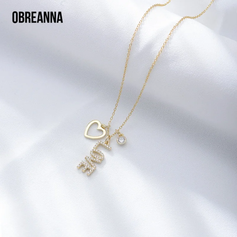 

S925 Sterling Silver English Letter Love Necklace for Women Diamond Letters Heart-Shaped Pendant Ornaments Clavicle Chain Shiny