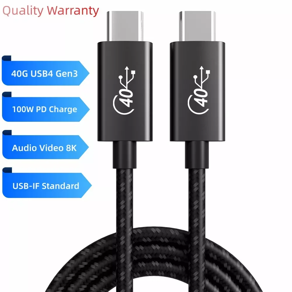 

NEW2023 Super Speed 40gbps 8K 5K 60Hz USB-C Type C USB 4.0 Cable Thunderbolt 4 Braided Cable PD 100W 0.5M 1M 2M Drop Shipping