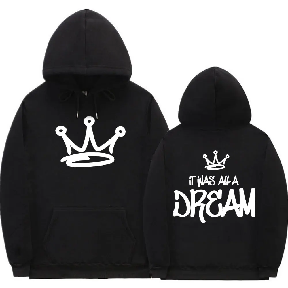 

Rapper Vintage Biggie Smalls It Was All A Dream Crown Double Sided Print Fashion Hoodie Tupac 2pac Men Oversized Hip-Hop Hoodies