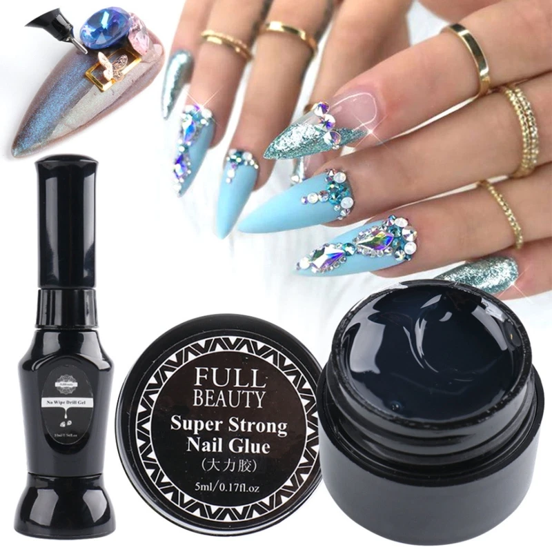 

2Pcs Nail Art Rhinestone Glue Gel Clear Adhesive Resin Gems Diamonds Jewelry Gel Nail Polish Decoration Dual-Purpose Gel T8DE