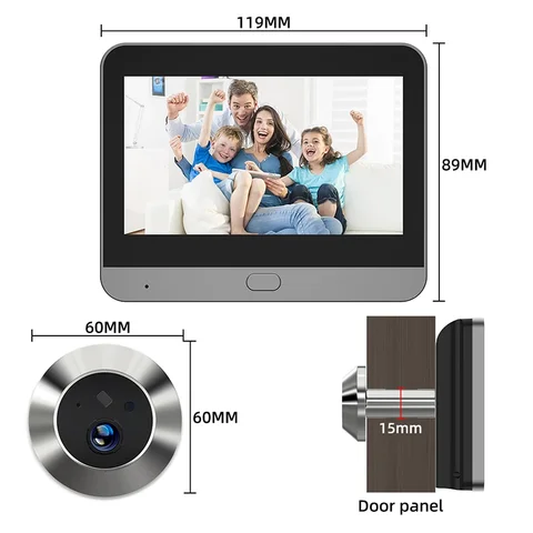 Jeatone Smart Tuya 3MP дверной звонок видеоглазок камера 140 °   2,4 Wi-Fi Волшебный дверной глазок для просмотра глаз PIR Motion с питанием от батареи