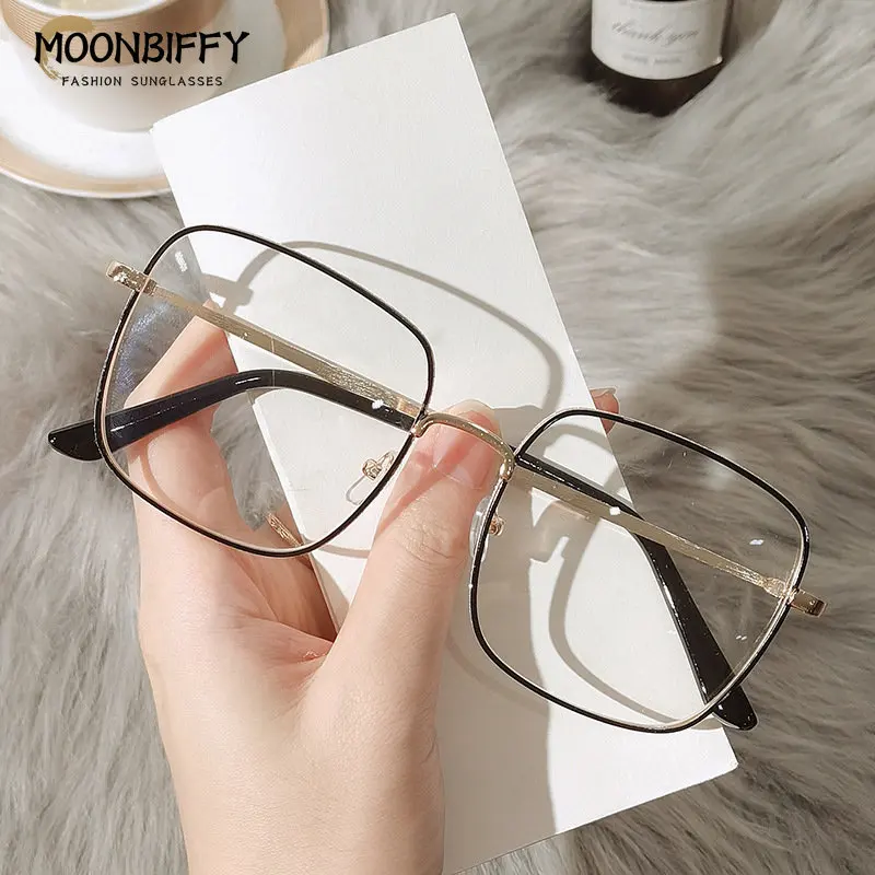 

Очки оверсайз квадратные для мужчин и женщин, аксессуар для работы за компьютером с защитой от сисветильник, в металлической оправе, с диопт...