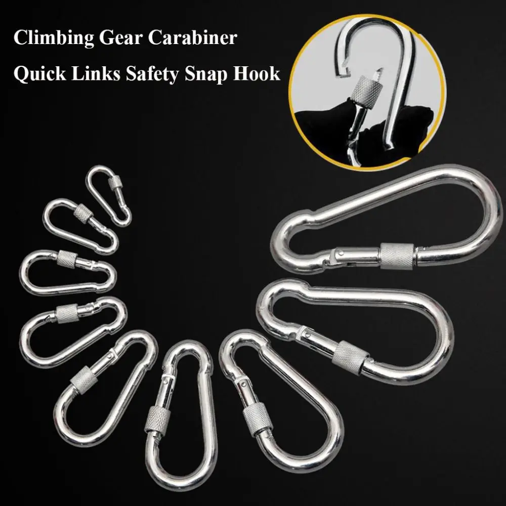 

Sizes Quick Links Chains Buckles Screw Lock Climbing Gear Carabiner Chain Connecting Ring Carabiners Safety Snap Hook