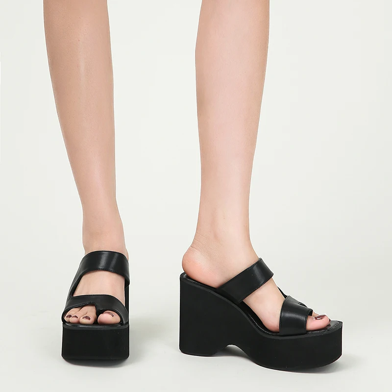 

2023 Summer Women Platform Slip On Sandals Open Toe Contrast Color Wedge Beach Shoes Ladies Outdoor Slippers Slides Sandalias