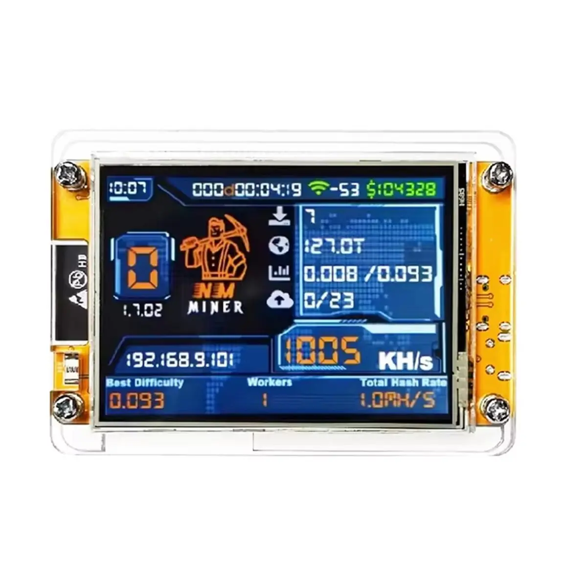 Фото Может быть приобретен улучшенный NMMiner NerdMiner+4 Slots Stand 2.8 Inch Smart Display 4X1005KH/S, 2.8-дюймовый смарт-дисплей, для офиса, для майнинга биткоинов и криптовалют в соло-режиме. №3