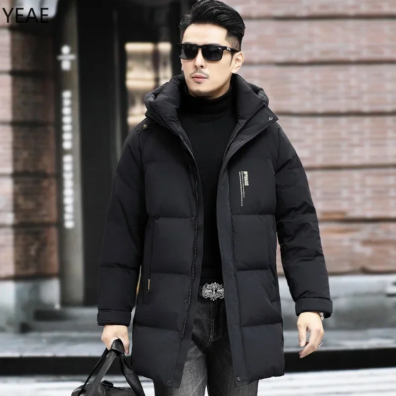 Длинный пуховик Мужская стеганая подкладка из гусиного пуха дизайнерская одежда