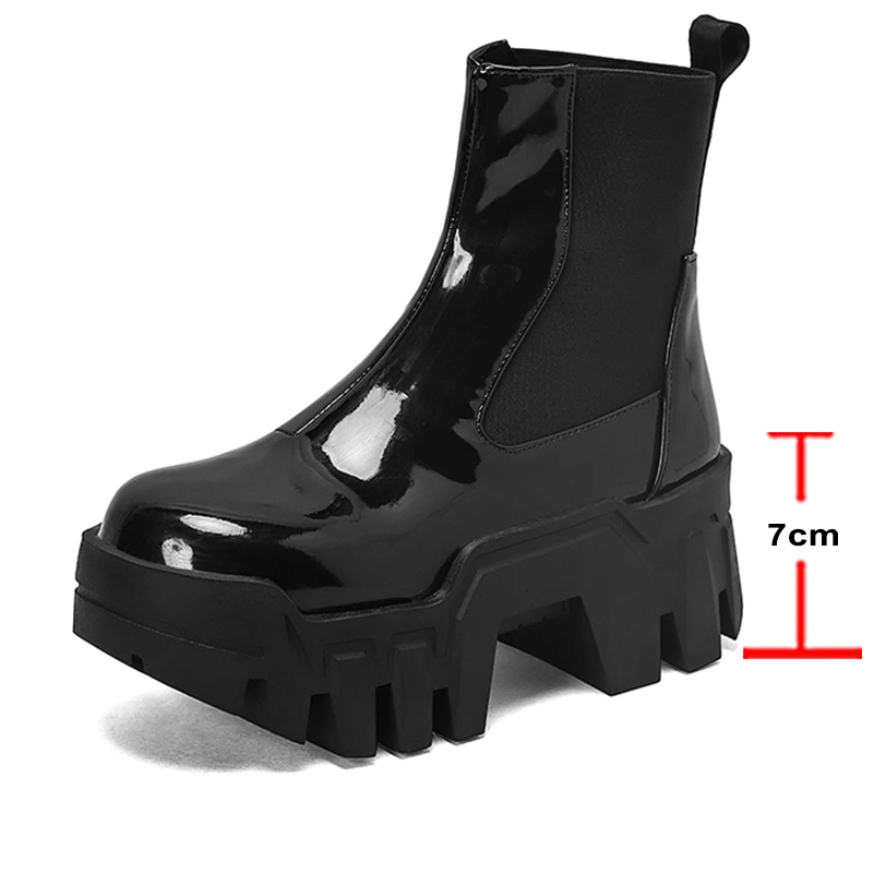 Ботильоны женские короткие на платформе с круглым носком толстом высоком