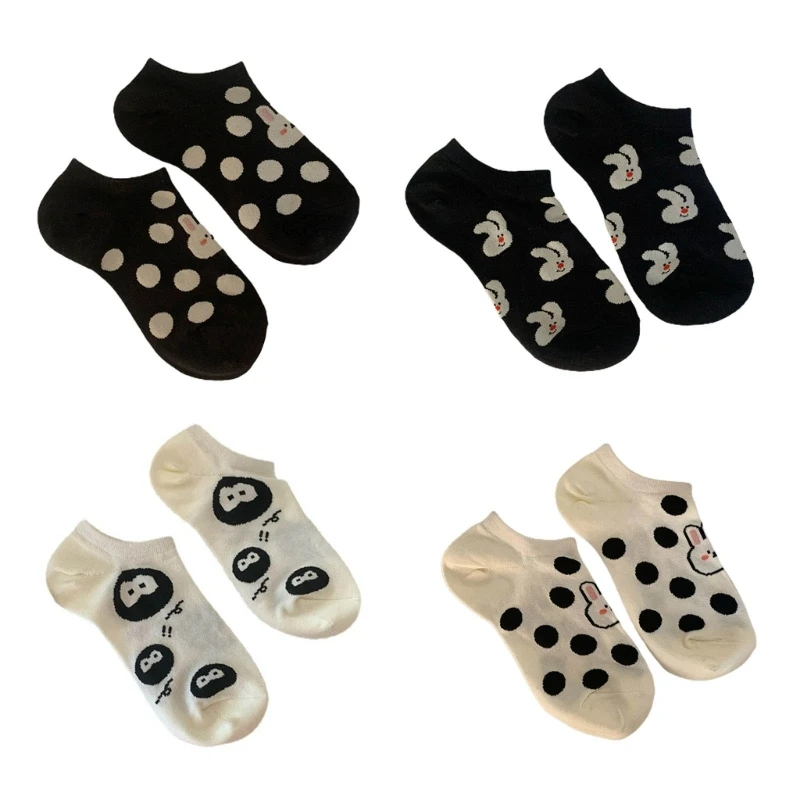 

Fashion Women Casual Cotton Short Boat Socks Japanese Style Summer Ankle Socks Cartoon Invisible Low Cut Liners Socks