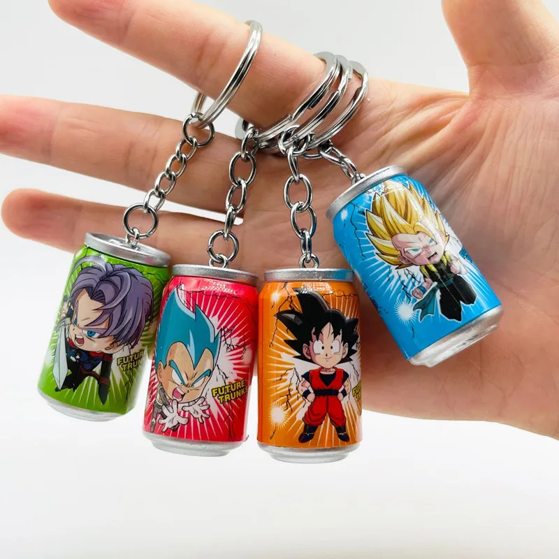 

Dragon Ball Anime Metal Keychain Son Goku Kakarotto Vegeta Trunks Keychain Cans Figure Toys Cartoon Keyring Children Gift Toys