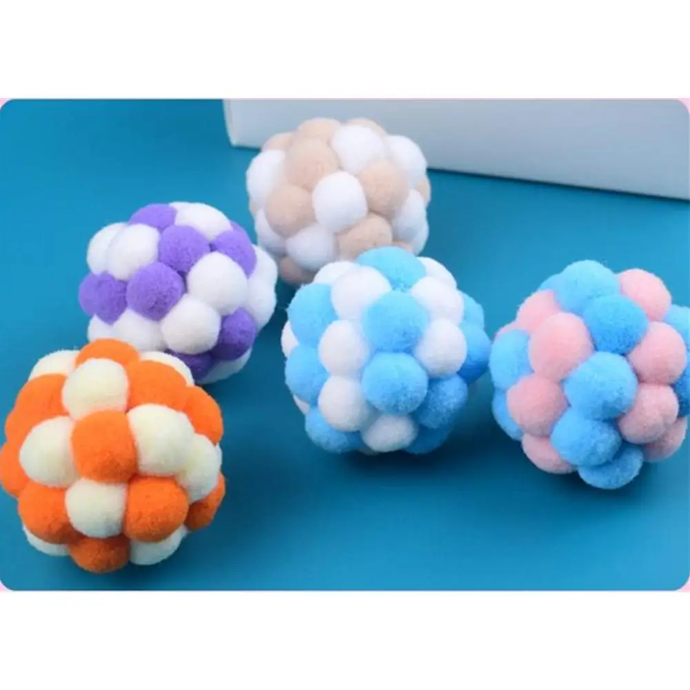 

Pet Cat Toy Colorful Handmade Bouncy Ball Kitten Toys Plush Bell Ball Mouse Toy Planet Ball Cat Toys Interactive Pet Supplies