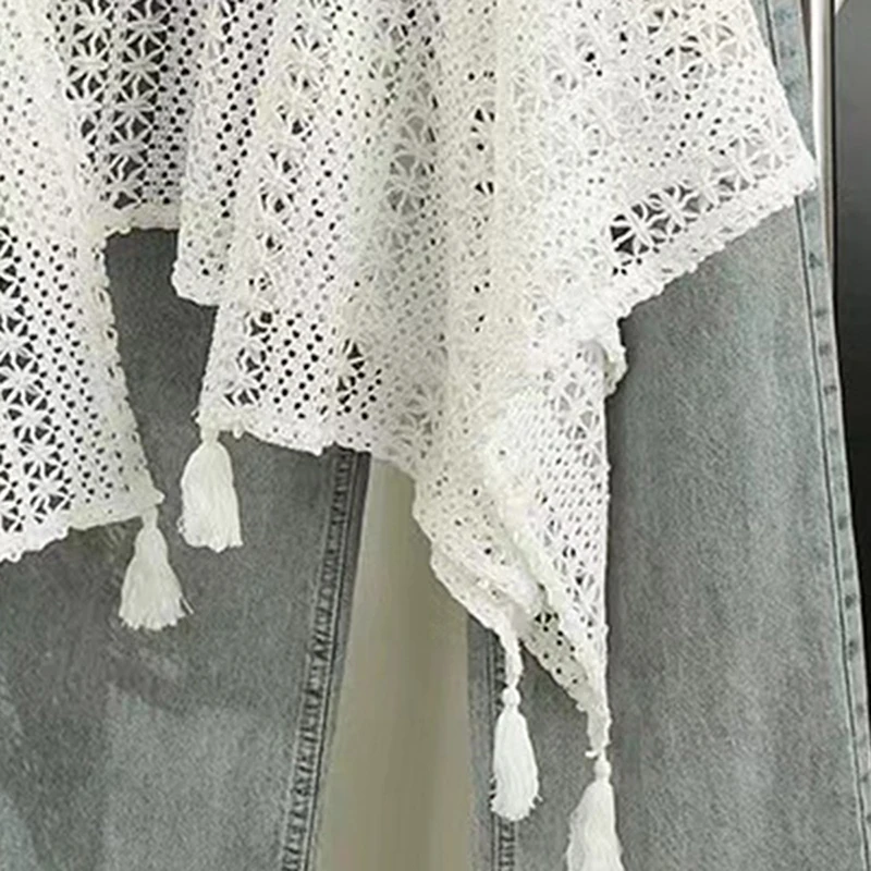 Лидер продаж Темпераментная Женская Вязаная Шаль с кисточками дизайнерская