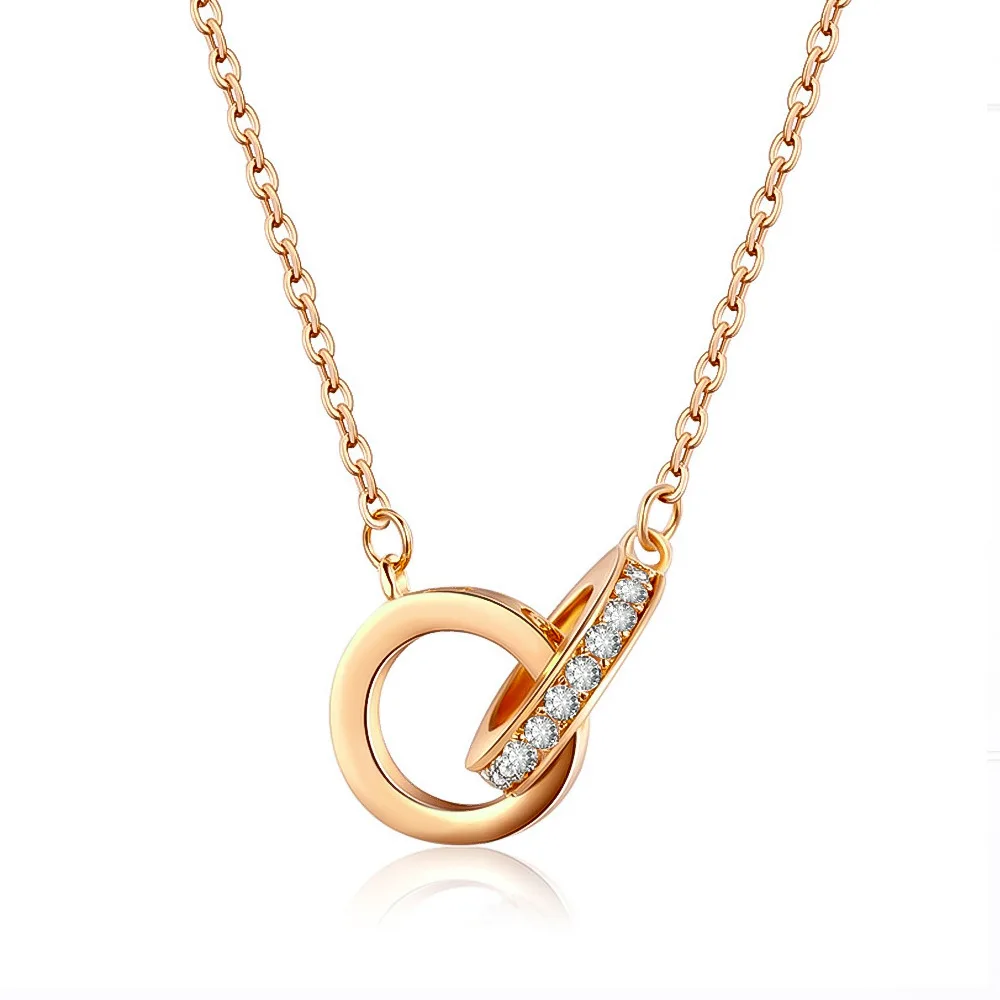 

Trendy Double Round Hoop Necklaces for Women Fashion Inlaid Zircon Rings Pendant Chain Choker BFF Jewelry Accessories Gifts 2023