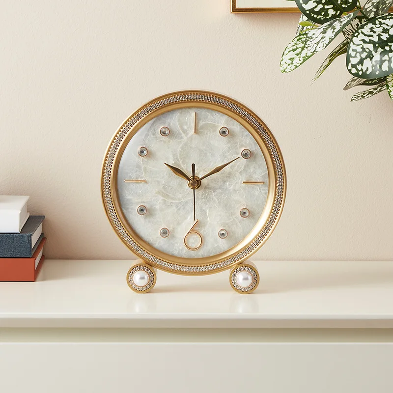 Роскошные Настольные часы с латунным корпусом настольное украшение бесшумные