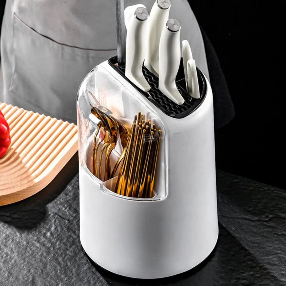 

Cutter Utensil Holder Versatile 360° Rotatable Cutter Holder with Dustproof Cover Organize Store Kitchen Utensils Chopsticks