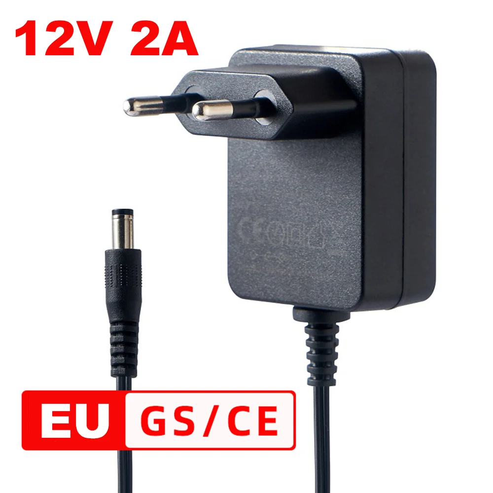 

EU Plug DC12V 2A 24W Power Supply AC100-240V Wide Voltage Input 12V DC Output Power Adapter