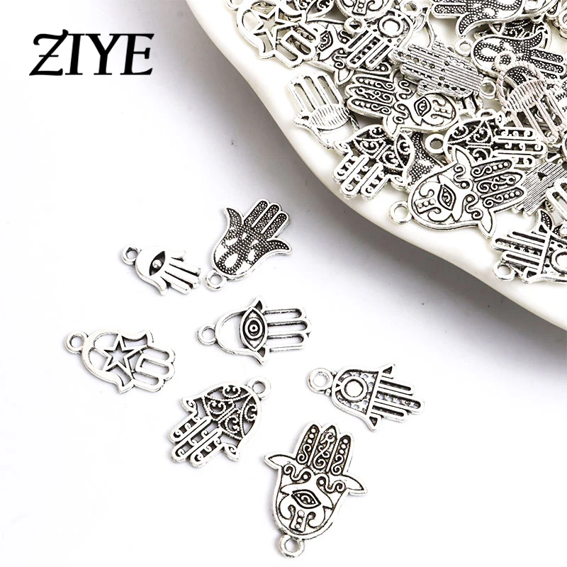 

10pcs Vintage Hamsa Hand Charms fit Jewelry Makings Lucky Fatima Metal Alloy Handmade Charms Making DIY Jewelry Accessories Gift