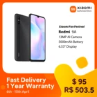 Смартфон Xiaomi Redmi 9A, восемь ядер, экран 6,53 дюйма, 2 ГБ + 32 ГБ