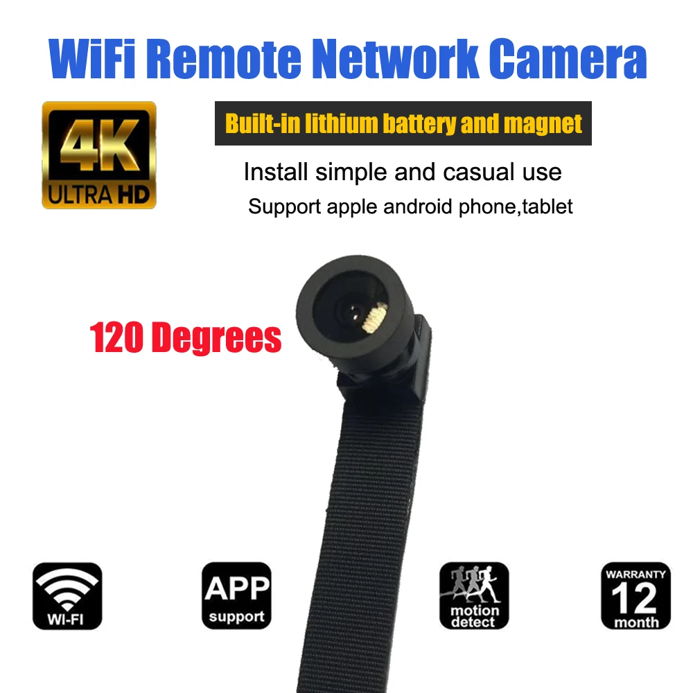 

IP P2P 4K Ultra Mini WIFI Flexible Camera Motion Detection Camcorder Night Vision Micra Cam Video Audio Recorder suport 128G