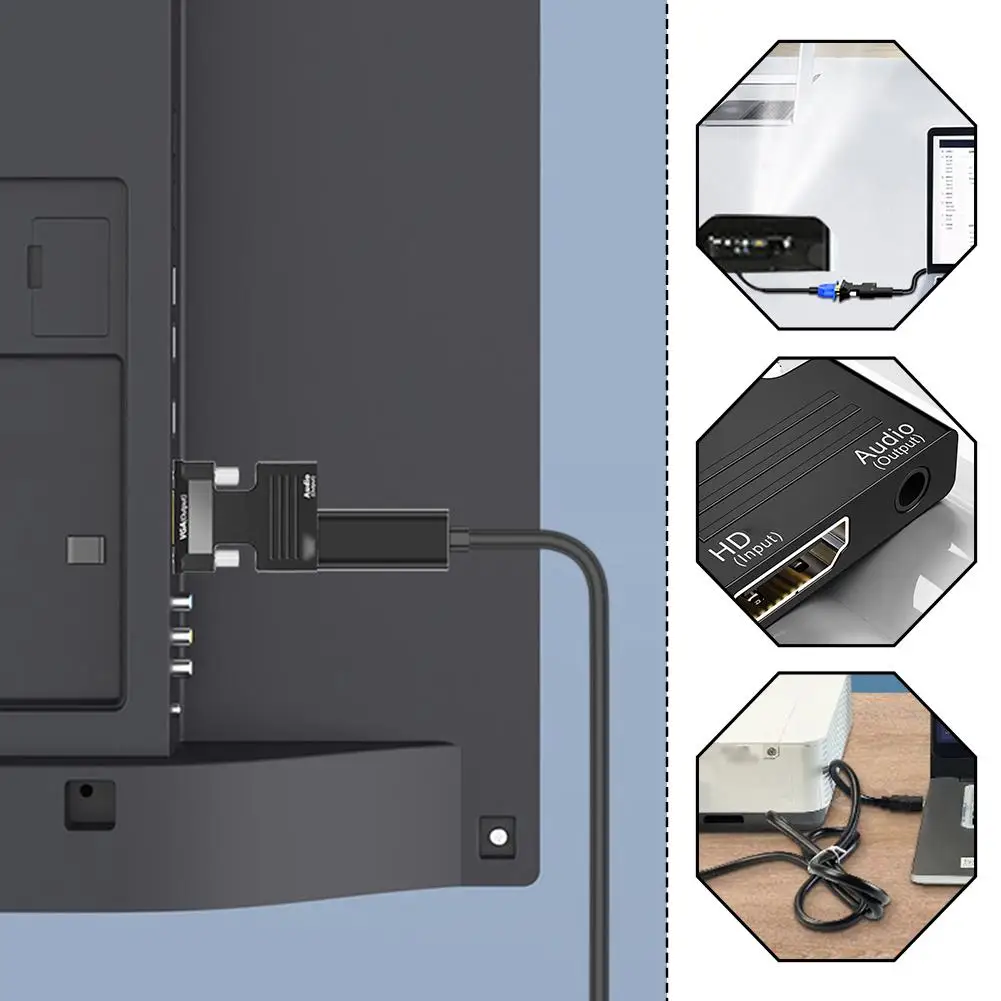 Адаптер hdmi-vga HD 1080P аудиокабель конвертер для ПК ноутбука ТВ-приставки компьютера