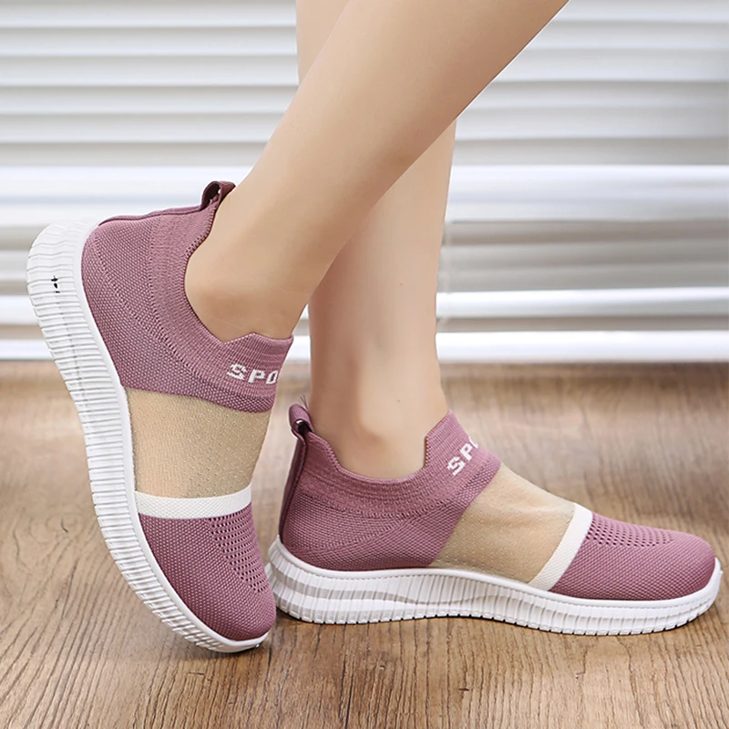 

Кроссовки Lucyever женские сетчатые, лоскутные, дышащие, мягкая подошва, без застежки, повседневная обувь на платформе, 2022