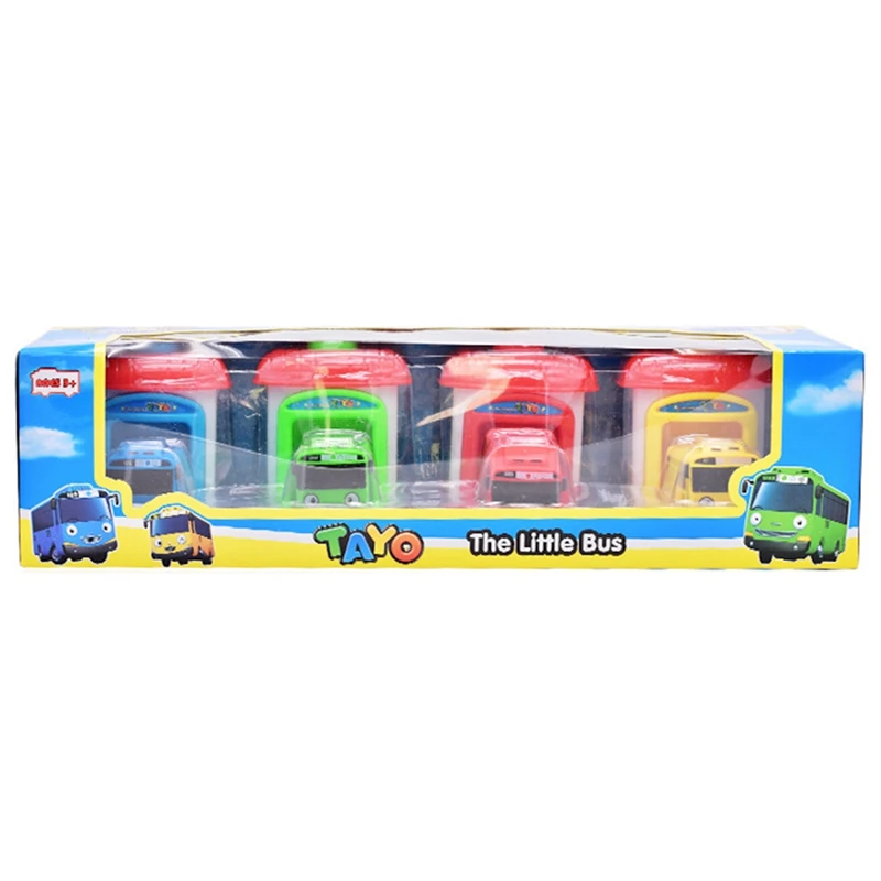 

4Pcs / Set Scale Model Little Bus Children Miniature Bus Baby Garage Bus Ejection Impact Car Vehicle