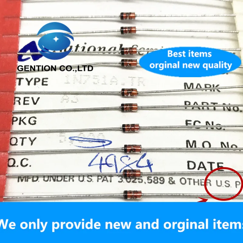 

Стабилитрон 1N751A.TR, 30 шт., 100% новый и оригинальный, 5,1 В, 1N751A IN751A оригинальный 5V1 импортный DO-35