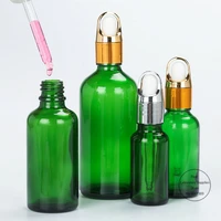 10pcslot 5ml to 100ml portable green aromatherapy glass esstenial oil dropper bottle glass chemistry lab equipment