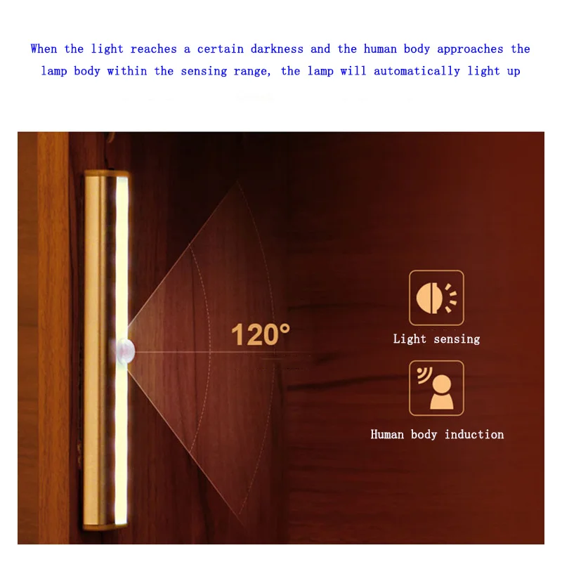 

Corridor Night Light Human Body Infrared Induction Cabinet Lamp Smart 10LED Rechargeable/Battery Model Wardrobe Lamp