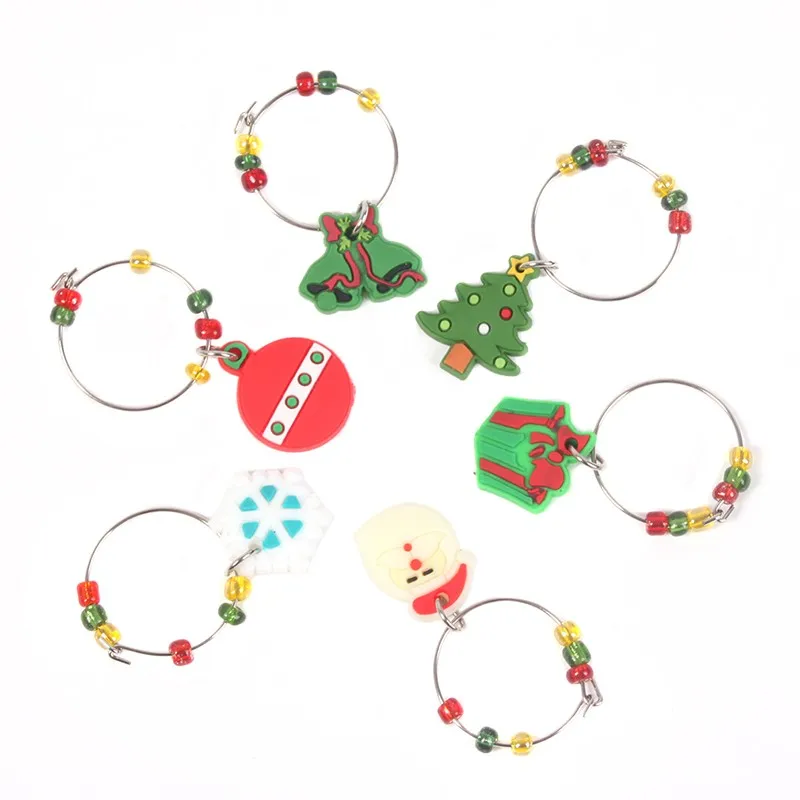 

1 Set Christmas Wine Glass Decoration Charms Party New Year Cup Ring Table Decorations Xmas Pendants Metal Ring Decor Christmas