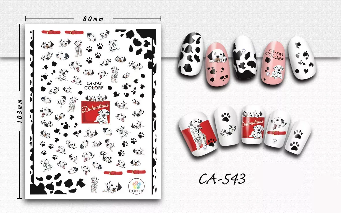 

3D Nail Sticker Girl Manicure Decals Decoration Stickers for Nails Dalmatian Cute Dog Design Nail Art Sticker Accessories