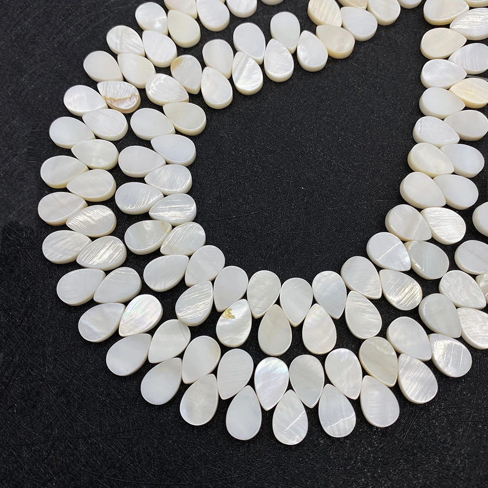 

Natural Freshwater Shell Bead Flat Drop Shape Beaded DIY Jewelry Making Bracelet Necklace Earring Accessory Teardrop Shell Beads