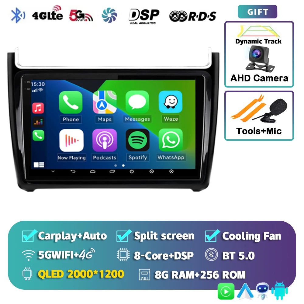 Автомагнитола на Android 14 для Volkswagen VW Polo Sedan 2008 2009 2010 2011 2012 2013 2014 2015 мультимедийный плеер стерео GPS