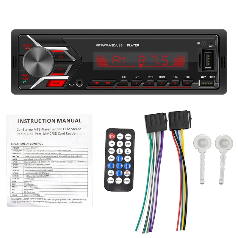 

Car Radio MP3 Player FM Audio Music USB SD Digital Bluetooth With Auxiliary Input In Dash Slot