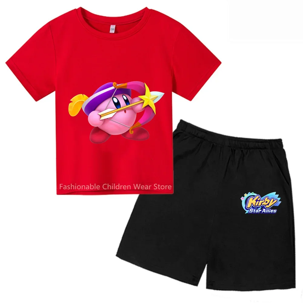 ładosna koszulka piłkarska i szorty z nadrukiem gwiazdy Kirby dla dzieci Casualowa bawełniana odzież letnia unisex Idealna na...
