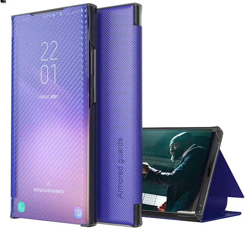 Роскошный чехол-книжка из углеродного волокна с окошком для Huawei Honor 20 30 P30 Pro Lite Y9S