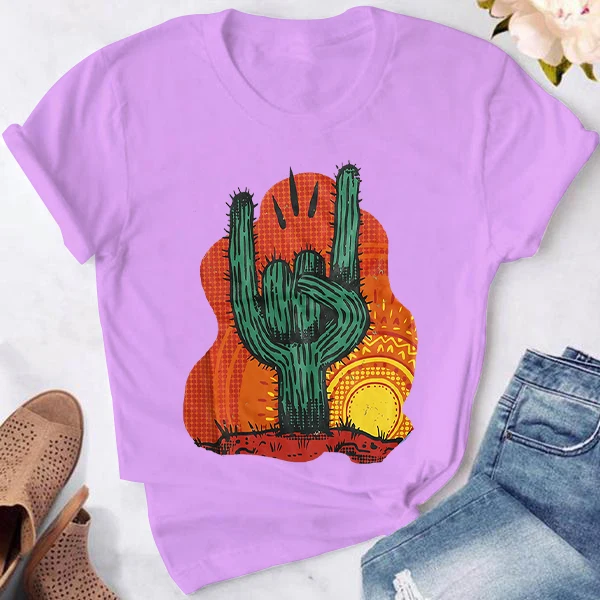 

Fashion Trend Cute Cactus Graphic Printed T-shirts Clothing Female T Shirt Casual Harajuku Crew Neck Ladies Tshirt,Drop Ship